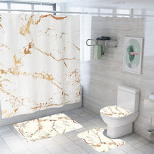 Load image into Gallery viewer, Marble Print Shower Curtain 4 Piece Carpet Cover Toilet Cover Bath Mat Pad Set Bathroom Curtain with 12 Hooks