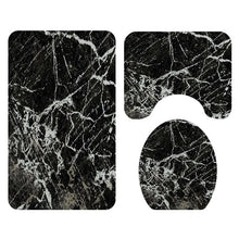 Load image into Gallery viewer, Marble Print Shower Curtain 4 Piece Carpet Cover Toilet Cover Bath Mat Pad Set Bathroom Curtain with 12 Hooks