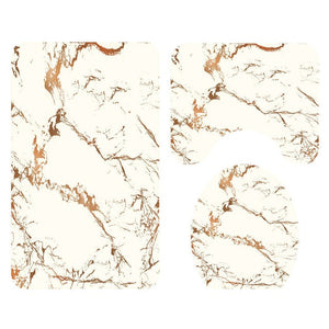 Marble Print Shower Curtain 4 Piece Carpet Cover Toilet Cover Bath Mat Pad Set Bathroom Curtain with 12 Hooks