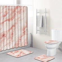 Load image into Gallery viewer, Marble Print Shower Curtain 4 Piece Carpet Cover Toilet Cover Bath Mat Pad Set Bathroom Curtain with 12 Hooks