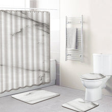 Load image into Gallery viewer, Marble Print Shower Curtain 4 Piece Carpet Cover Toilet Cover Bath Mat Pad Set Bathroom Curtain with 12 Hooks