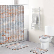 Load image into Gallery viewer, Marble Print Shower Curtain 4 Piece Carpet Cover Toilet Cover Bath Mat Pad Set Bathroom Curtain with 12 Hooks