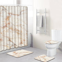 Load image into Gallery viewer, Marble Print Shower Curtain 4 Piece Carpet Cover Toilet Cover Bath Mat Pad Set Bathroom Curtain with 12 Hooks