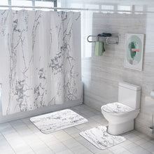 Load image into Gallery viewer, Marble Print Shower Curtain 4 Piece Carpet Cover Toilet Cover Bath Mat Pad Set Bathroom Curtain with 12 Hooks