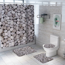 Load image into Gallery viewer, Marble Print Shower Curtain 4 Piece Carpet Cover Toilet Cover Bath Mat Pad Set Bathroom Curtain with 12 Hooks