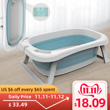 Load image into Gallery viewer, Folding Bathtub Children Lying Electronic Temperature Universal Bath Barrel Oversize Baby Newborn Supplies Baby Bath Tub