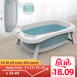 Folding Bathtub Children Lying Electronic Temperature Universal Bath Barrel Oversize Baby Newborn Supplies Baby Bath Tub